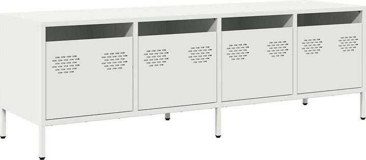 Produktbild vidaXL TV Schrank Fernsehtisch Fernsehschrank Lowboard Weiss Kaltgewalzter Stahl (135 x 39 x 43.5 cm)