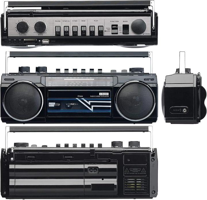 Actual product image Auvisio Retro-Boombox mit Kassetten-Player (AM, FM, Bluetooth)