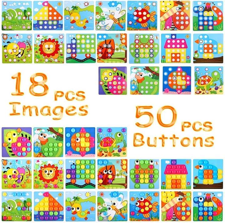 Immagine prodotto Activity Board Gioco del mosaico per bambini, gioco educativo del mosaico con 18 piastre colorate e 50 perline.