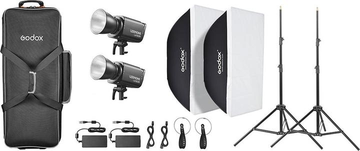 Actual product image Godox LA150R K2 black - Kit 2 x LA150R/Softbox/Light Stand + 1 x Bag (Video light)
