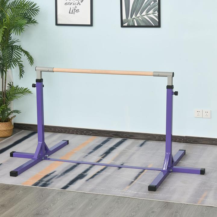 Image du produit Homcom Gymnastik-Turnreck Stahl, Buchenholz Violett