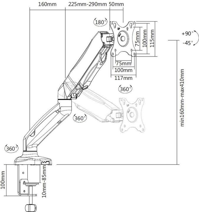 Immagine prodotto equip Montaggio su tavolo (Tavolo, 27", 6.50 kg)