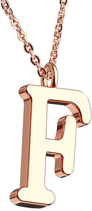 Actual product image Star Piercing Rose gold chain pendant letter F (without brass, Surgical steel 316L)
