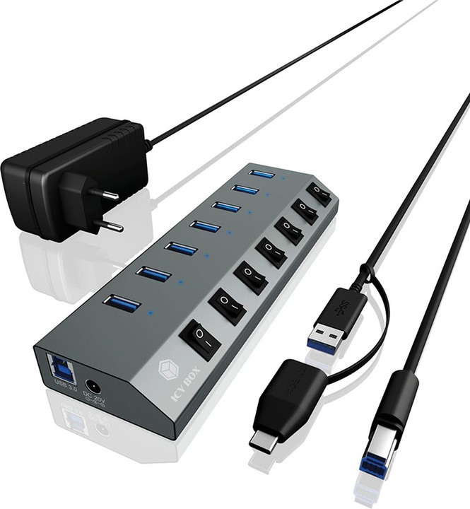 Produktbild RaidSonic IB-HUB1701-C3 (USB-C, 7 Ports)
