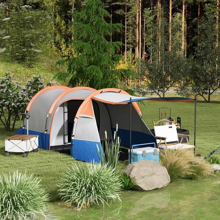 Image du produit Outsunny Campingzelt Polyester, Fiberglas Orange (Tente tunnel, 3 personnes)