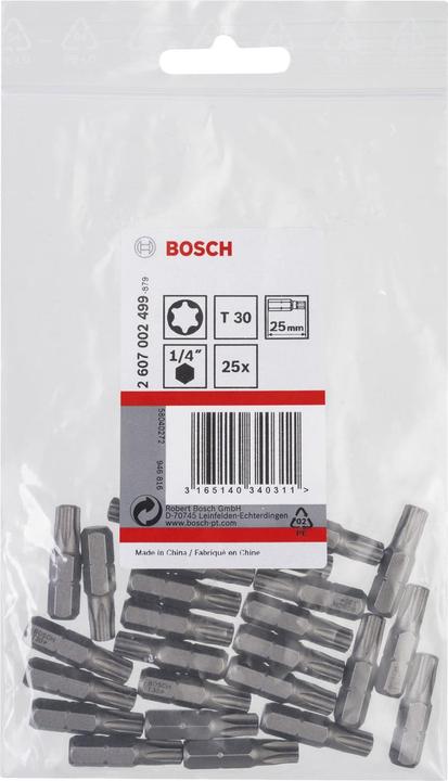 Produktbild Bosch Professional Zubehör Schrauberbit Extra-Hart T30, 25 mm, 25er-Pack