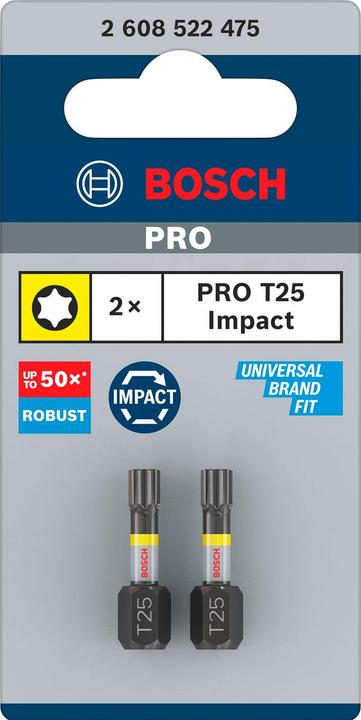 Produktbild Bosch Professional Zubehör PRO Torx Impact Bit, T25, 25 mm, 2-tlg.