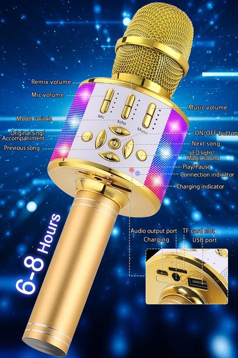 Produktbild Bonaok Kabelloses Bluetooth-Kindermikrofon mit LED-Lichtern