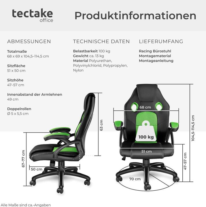 Actual product image tectake Racing Gamingstuhl