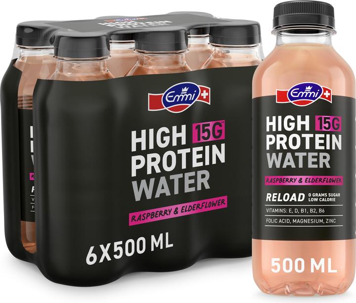 Produktbild Emmi High Protein Water Raspberry & Elderflower (Himbeere, 6x)