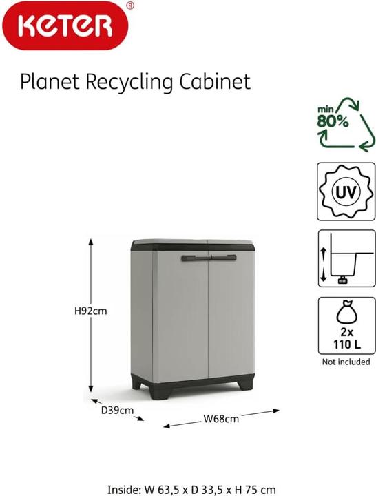 Image du produit KIS Armoire de recyclage Planet (220 l)