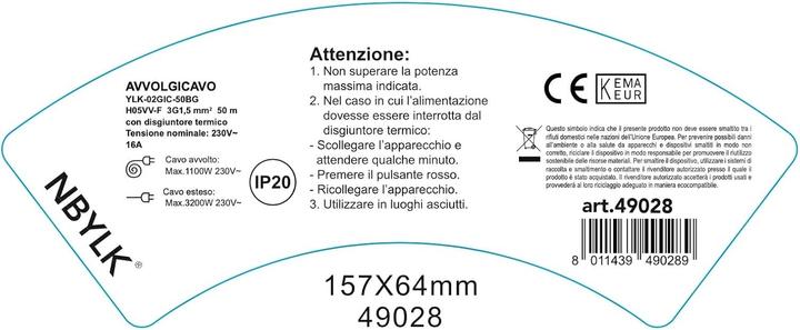 Actual product image Electraline Cable reels 2 Sockets+ 2 Schuko 10/16A+T 3x1,5 (50 m, 1.50 mm²)