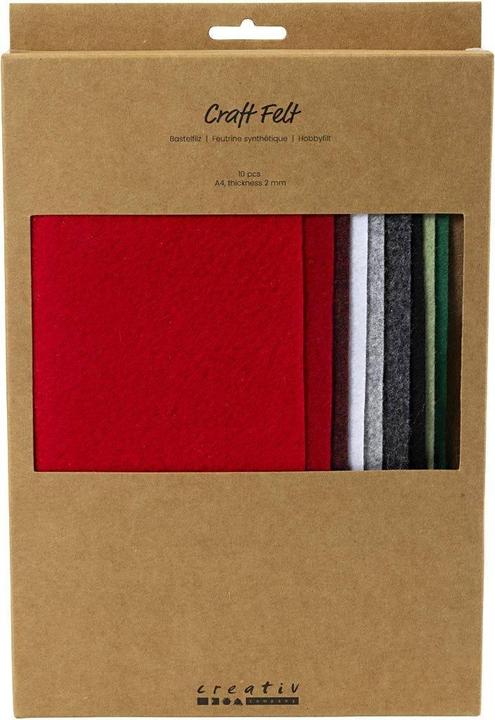 Immagine prodotto Creativ Company Bastelfilz 10 Stück, Sortiert, Weihnachtsfarben