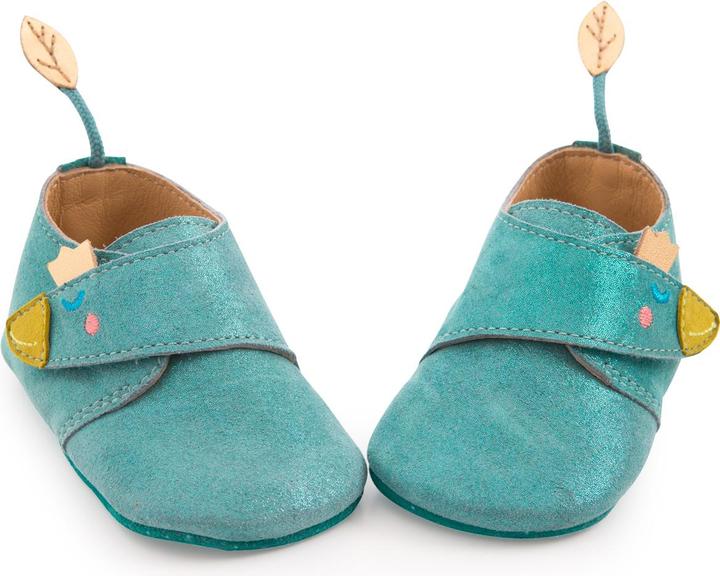 Image du produit Moulin Roty Chaussons en cuir oie bleue 0/6 mois, Le Voyage d'Olga (16, 17)
