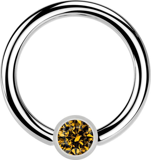 Immagine prodotto Star Piercing Anello con chiusura a microsfera in argento e cristallo topazio (senza ottone, Acciaio chirurgico 316L)