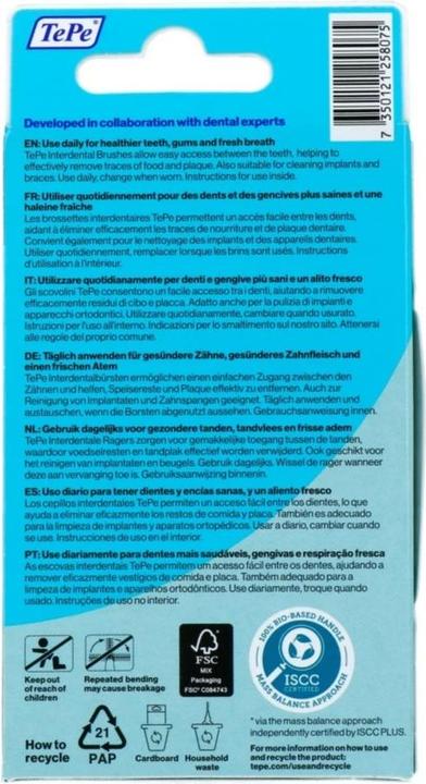 Image du produit TePe Interdental Brush Gray 1.3 - Personal Care (6x, 1.30 mm)