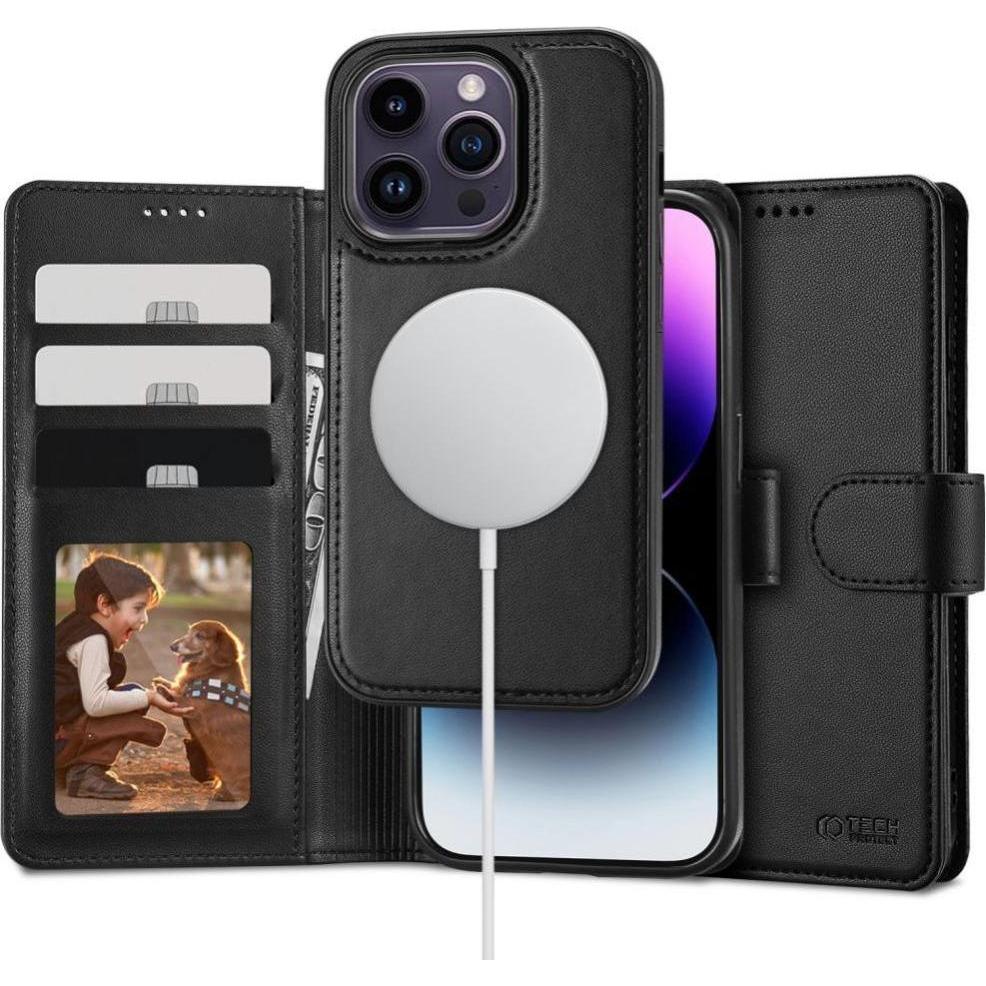 Tech-Protect Kaardivahega mobiili??mbris iPhone 15 Pro Wallet Magsafe, must (Apple iPhone 15 Pro), Smartphone Hülle, Sch...