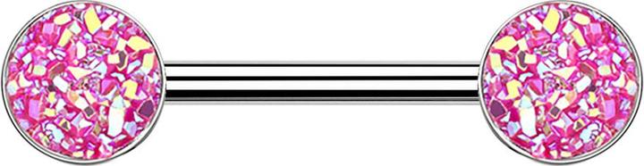 Immagine prodotto Star Piercing Barbell silber mit Druse Stein pink (senza ottone, Acciaio chirurgico 316L)