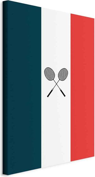Artgeist Black Badminton Rackets Against the Backdrop of the French Flag (80 x 120 cm)