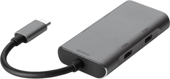 Produktbild Deltaco USBC-HUB201 notebook dock/port replicator Wired USB 3.2 Gen 1 (3.1 Gen 1) Type-C Grey (USB-C)