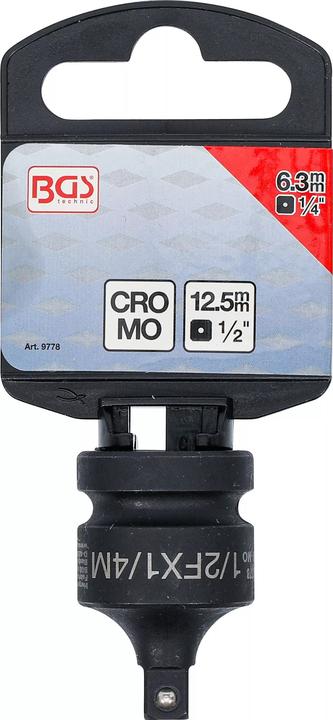 Image du produit BGS Adaptateur de clé à douille à choc femelle 12,5 mm (1/2") - mâle 6,3 mm (1/4") (1/2")