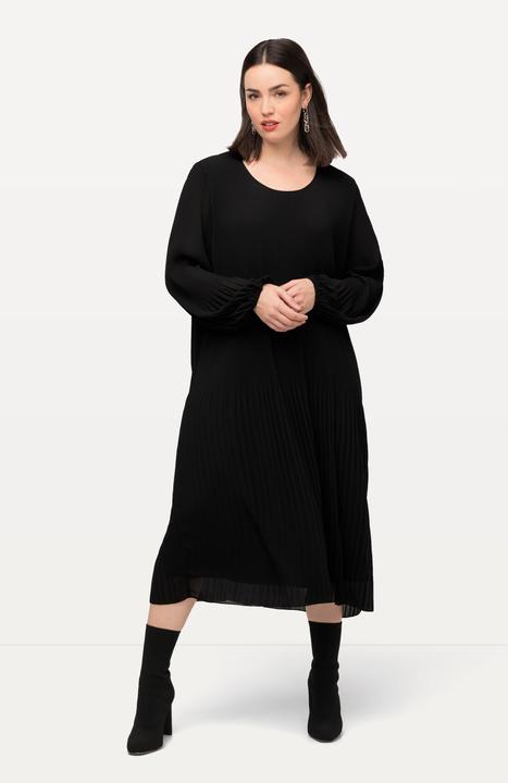 Produktbild Ulla Popken Plissee-Midikleid, A-Linie, Rundhals, Langarm (54)