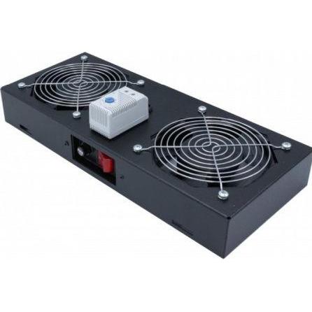 Ekivalan Unità di ventilazione a tetto da 48,30 cm (19") per armadio a muro, 2 ventole, nero, Accessori per armadio rack, Nero