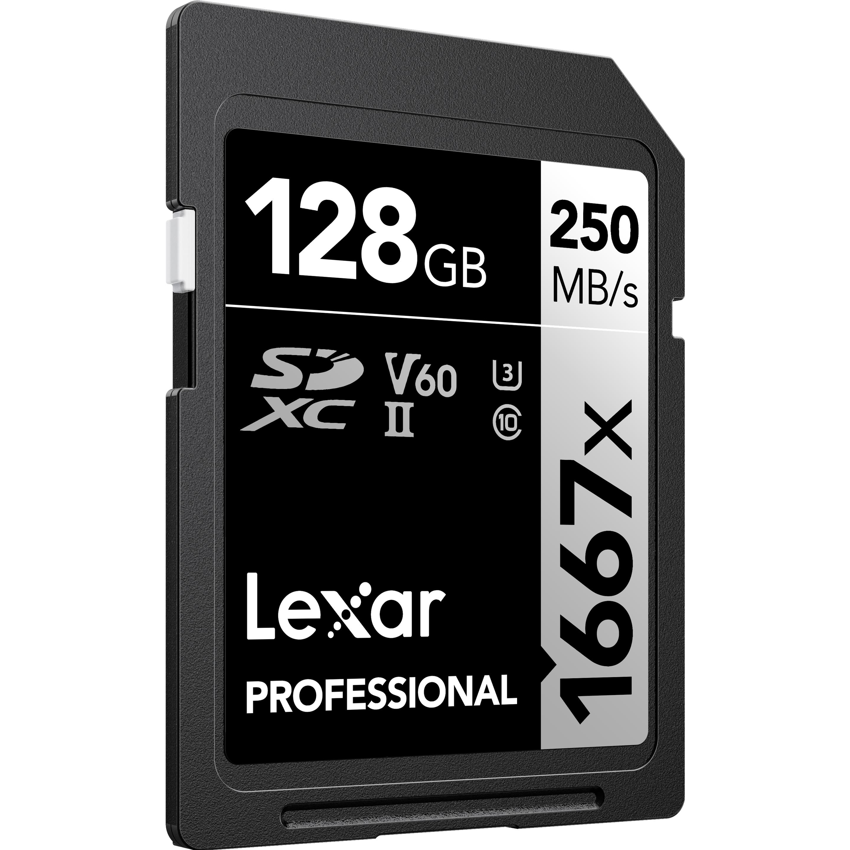 Lexar Professionale 1667x (128 GB, SDXC, U3, UHS-II), Scheda di memoria, Nero