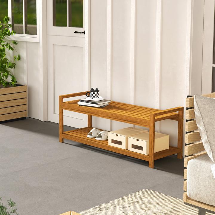 Actual product image Outsunny Gartenbank mit Ablageregal