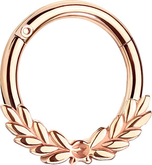 Actual product image Star Piercing Micro Segment Ring hinged rose gold with laurel wreath (Surgical steel 316L, without brass)