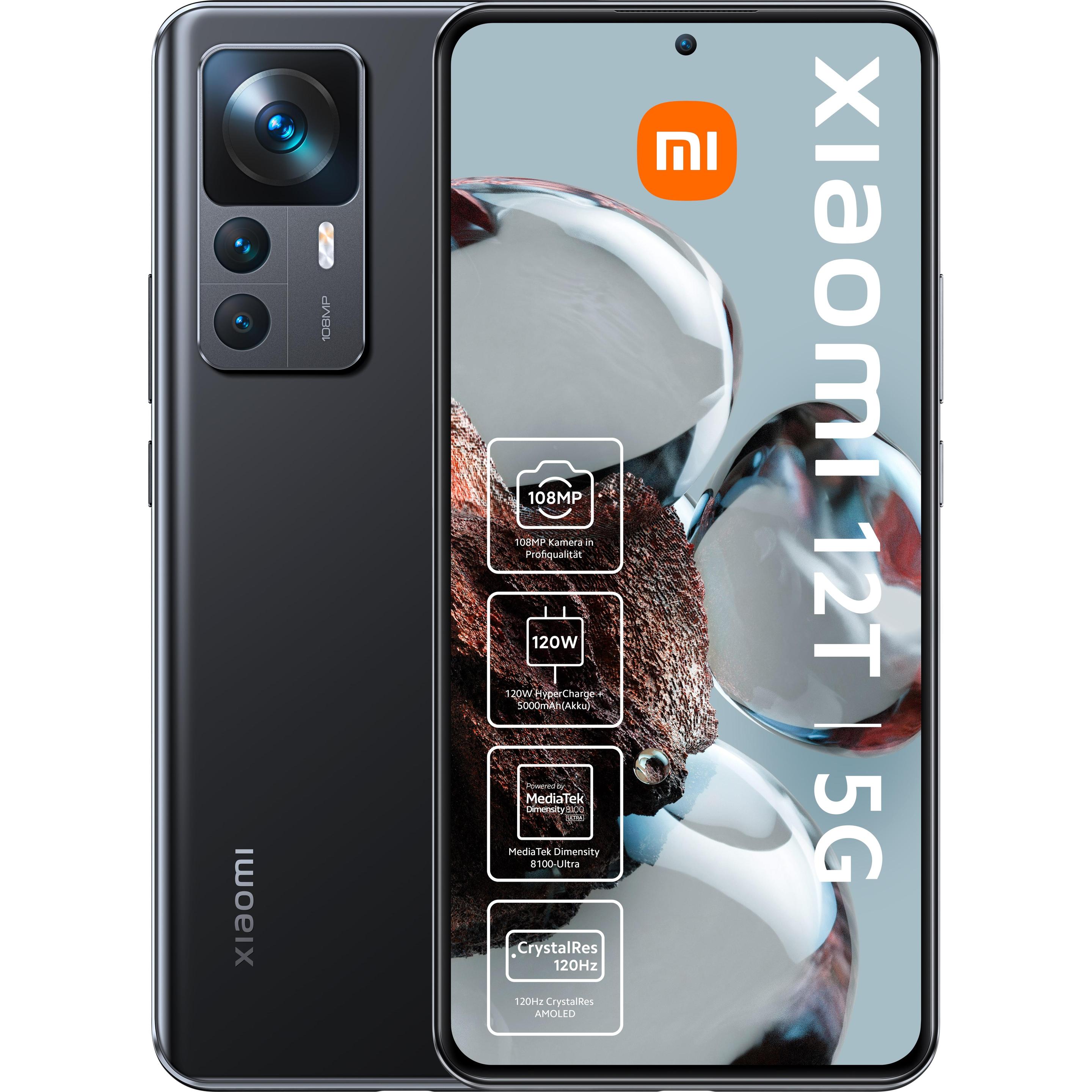 Xiaomi 12T (256 GB, Black, 6.67", Dual SIM, 108 Mpx, 5G), Smartphone, Schwarz
