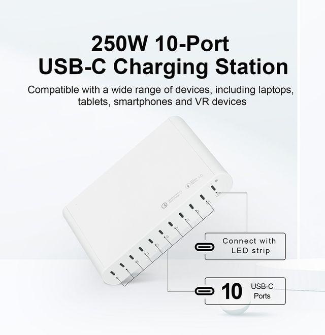 Produktbild MU Classic 250W 10 Ports USB-C Ladestation mit LED Panel (100 W, 10 Ports)