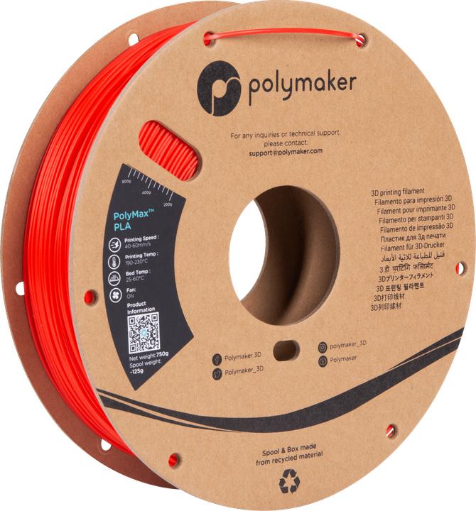 Produktbild Polymaker PolyMax Tough PLA Red 1.75mm 750g (PLA, 1.75 mm, 750 g, Rot)