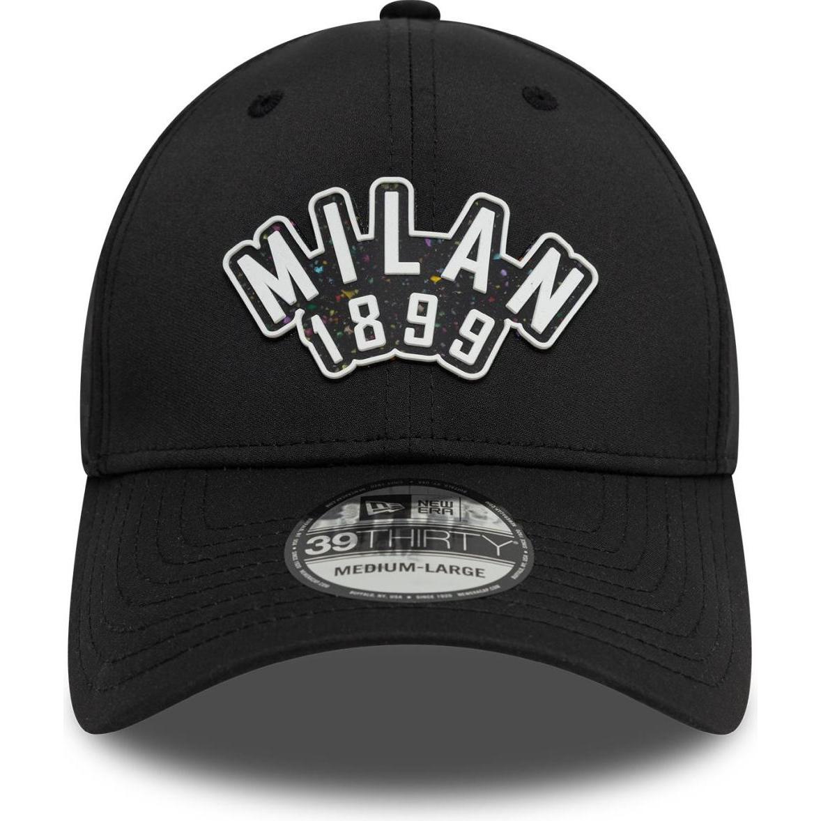 Thumbnail - New Era, Herren, Cap, 39Thirty Stretch Cap RUBBER AC Mailand schwarz - M/L, Schwarz, (M)