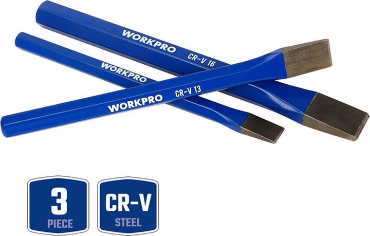 Actual product image Workpro Chisel set 3 pieces