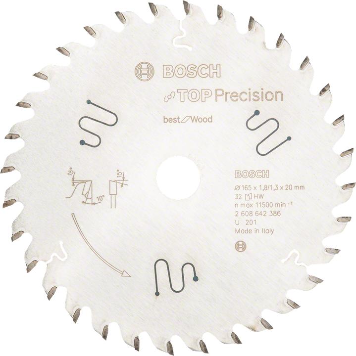 Immagine prodotto Bosch Professional Zubehör Lama circolare Top Precision Best for Wood, 165 x 20 x 1,8 mm, 32