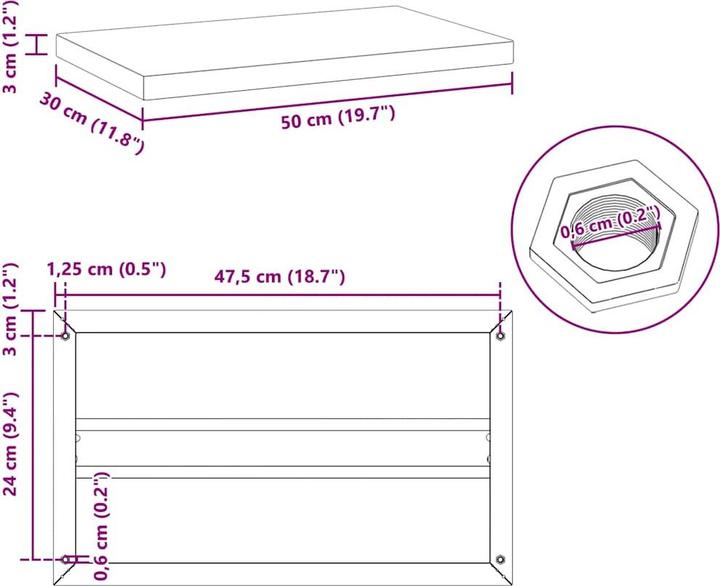 Image du produit vidaXL Étagères murales 2 pcs. Noble (50 x 30 x 3 cm)
