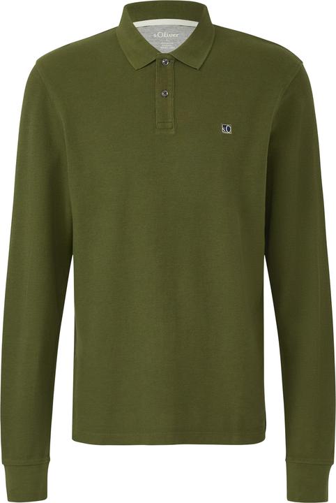 Produktbild s.Oliver Polo-Shirt Langarm-Poloshirt mit Waffelstruktur und Logo-Patch (S)