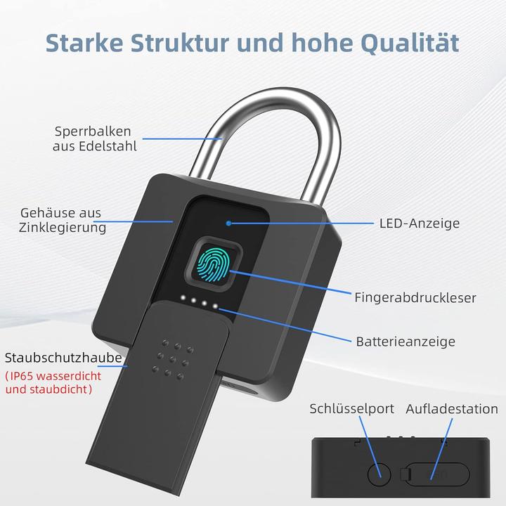 Immagine prodotto Anweller Vorhängeschloss mit Fingerabdrucksensor