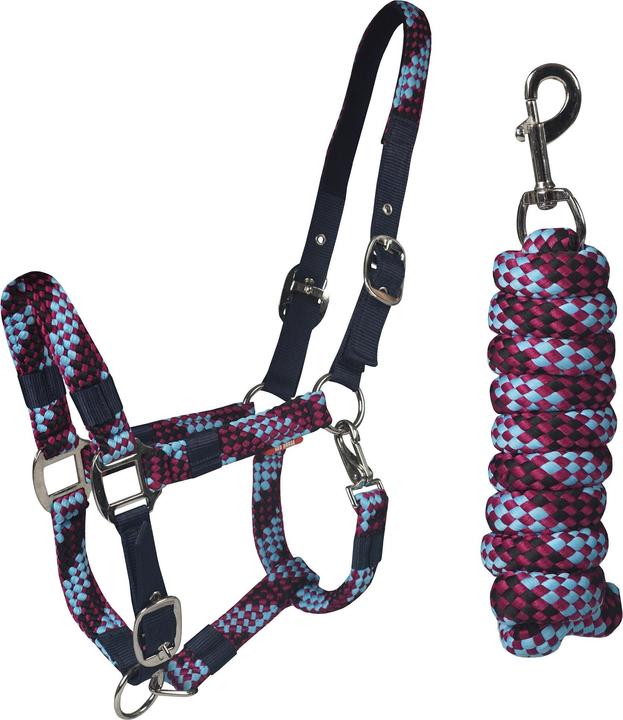 Actual product image Horka halter and lead rope set for horse red horse
