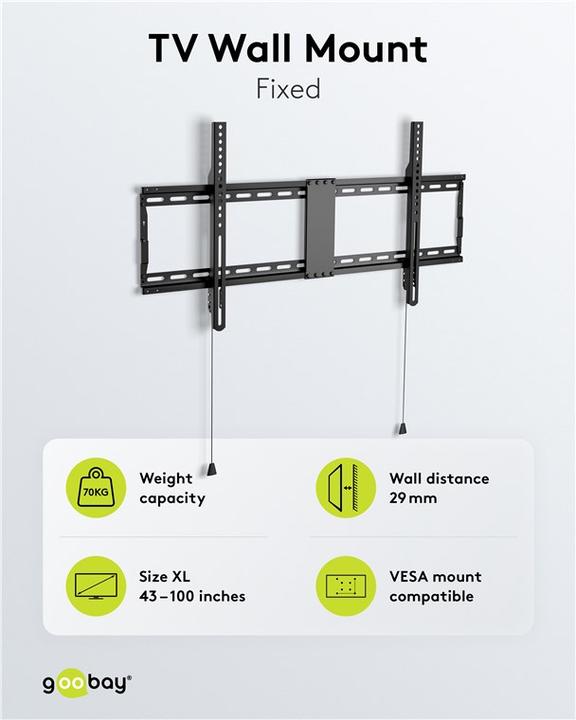 Actual product image Goobay Basic Fixed (Wall, 75 kg, 43" - 100")