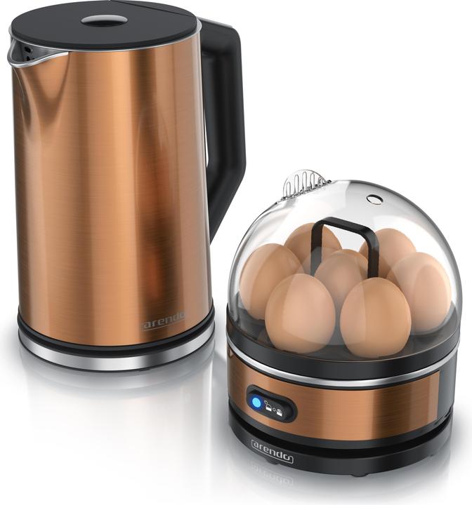 Image du produit Arendo Set petit-déjeuner bouilloire en acier inoxydable 1.5l avec réglage de la température et chaudière