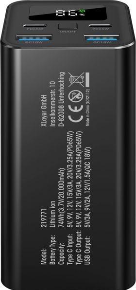 Productafbeelding Xlayer Krachtcentrale (20000 mAh, 65 W, 74 Wh)