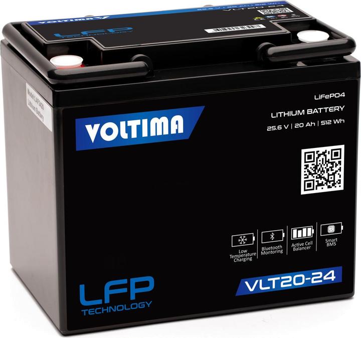 Actual product image Voltima VLT20 24V LiFePO4 Lithium Versorgungsbatterie 20Ah mit App (24 V, 20 Ah)