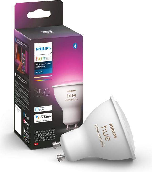 Productafbeelding Philips Hue Hue Wit & Kleur Ambiance BT (GU10, 5.70 W, 350 lm, 1 x, G)