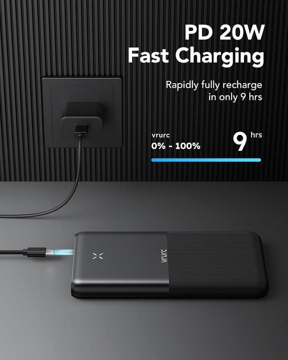 Image du produit Vrurc Powerbank 30000mAh, 22.5W, 4 Ausgänge, 3 Eingänge (30000 mAh, 22.50 W)