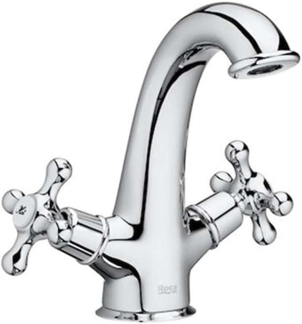 ROCA Rubinetto doppia manopola per lavabo con scarico a scatto, corpo liscio