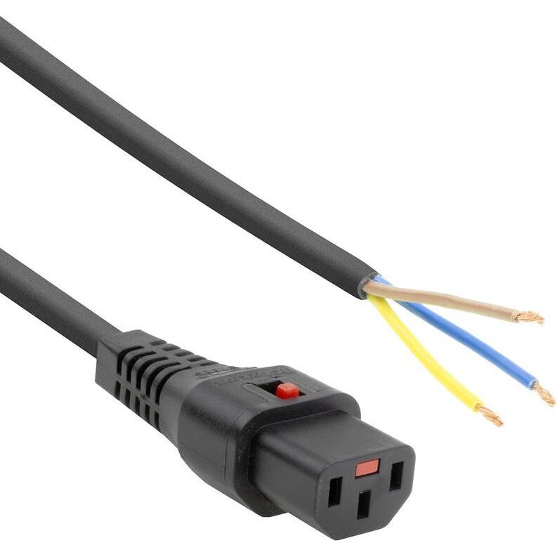 Thumbnail - ACT Powercord C13 IEC Lock - open end black 3 m, PC979, 5-Pack (3 m), Stromkabel