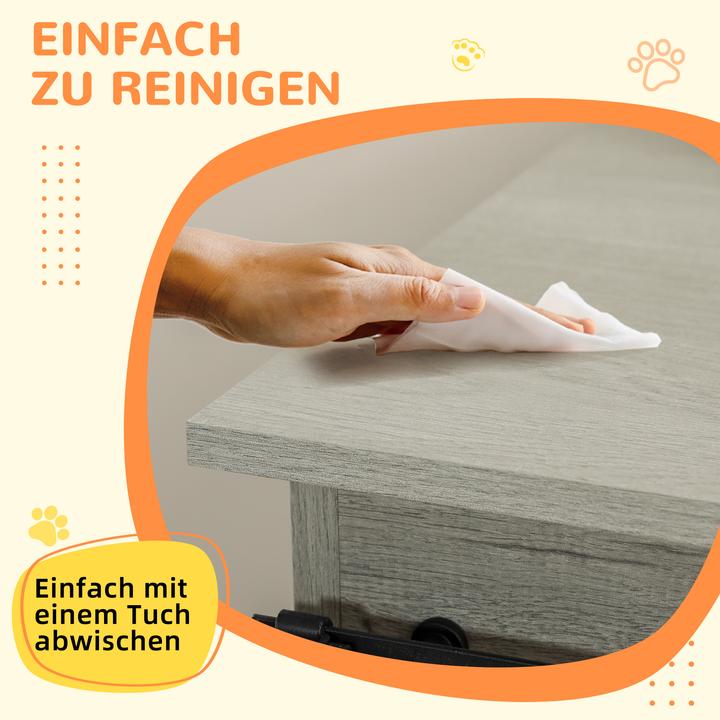 Produktbild PawHut Hundekäfig MDF, Stahl Grau (Hundezwinger)