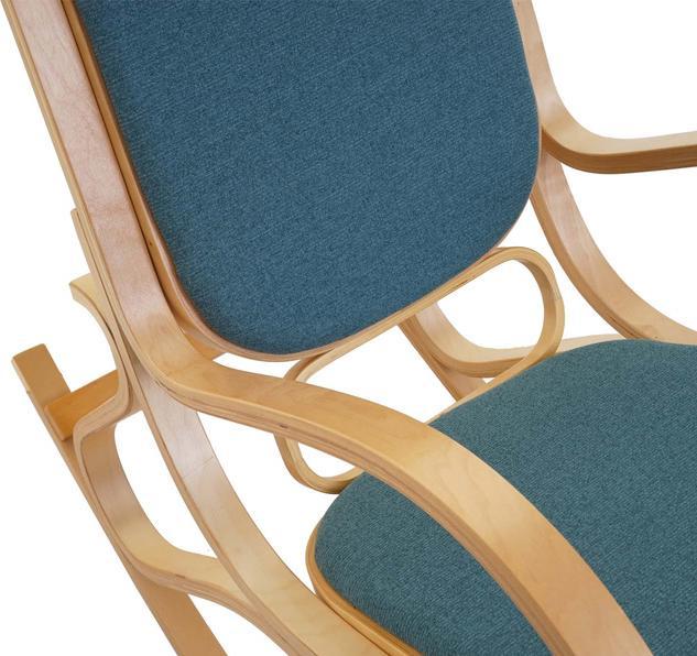 Produktbild Swisshandel24 Schaukelstuhl, Schwingsessel Fernsehsessel, Massiv-Holz - Eiche-Optik, Stoff/Textil grün